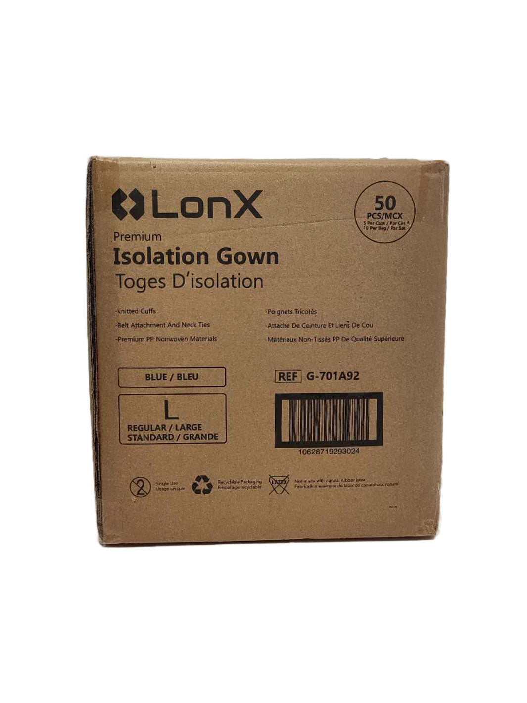 Blouse d'isolation premium, grande/universelle, bleue, 50/sac